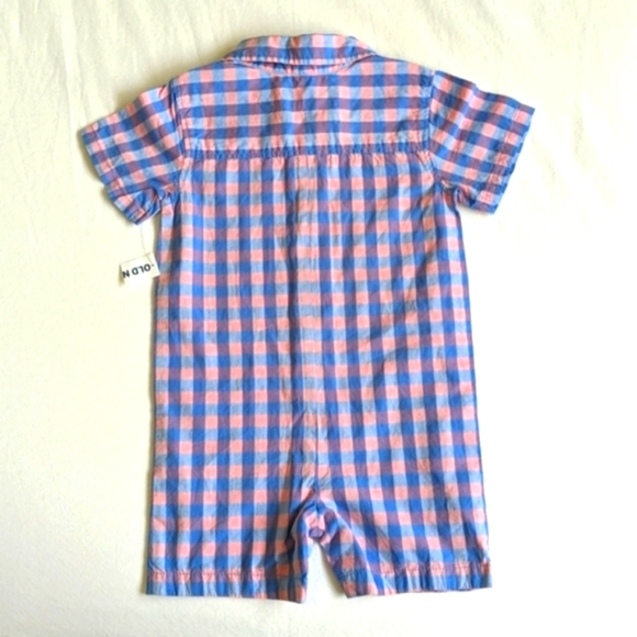NEW old navy picnic gingham romper playsuit blue pink 24 months baby boy - Picture 5 of 6
